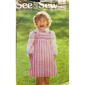 Butterick See & Sew Girls Dress Pattern 5998 Size 10 Vintage Sewing Pattern